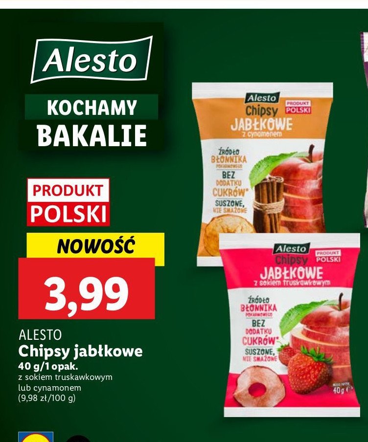 Chipsy jabłkowe z cynamonem ALESTO RAW promocja