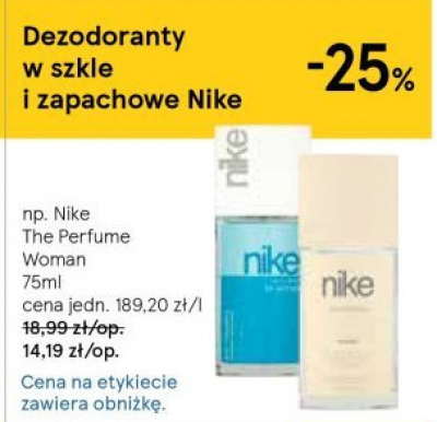 Woda toaletowa Nike the perfume woman Nike cosmetics promocja