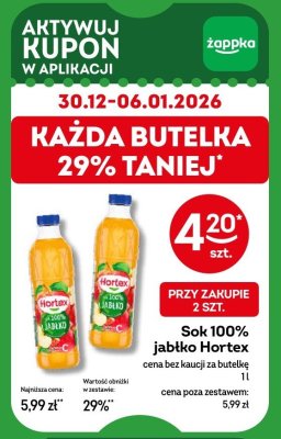 Sok 100% jabłko Hortex promocja w Żabka