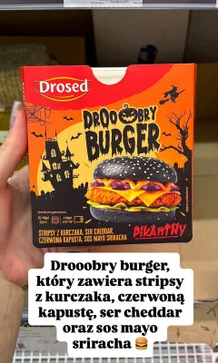 Burger Halloween z kurczakiem Drosed promocja w Dino