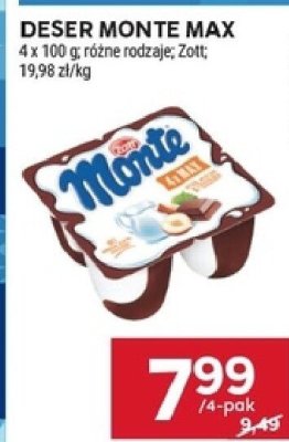 Deser Monte Max 4x100g Zott promocja w Stokrotka