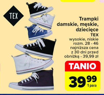 Trampki damskie rozm. 28-46 Tex promocja