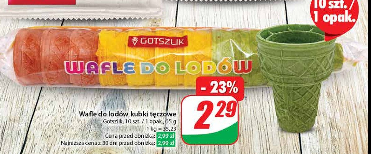 Wafle do lodów tęczowe Gotszlik promocja