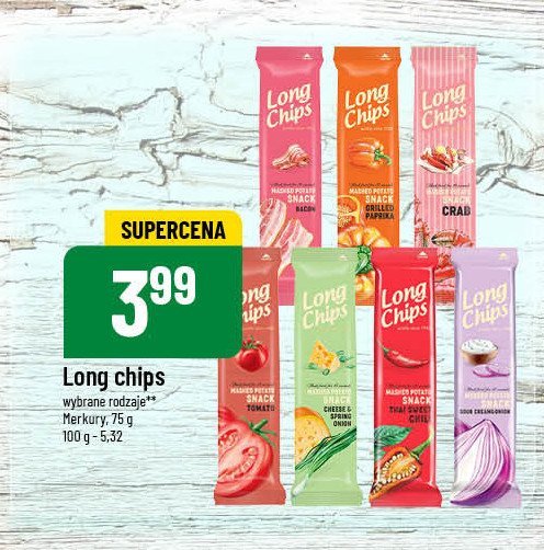 Chipsy zielona cebulka i ser Long chips promocja