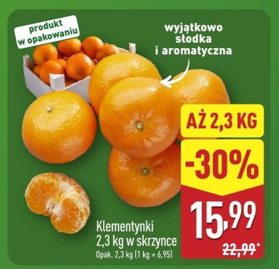 Klementynki 2,3 kg w skrzynce promocja w Aldi