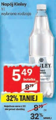 Napój Kinley 1l wybrane rodzaje promocja w Delikatesy Centrum