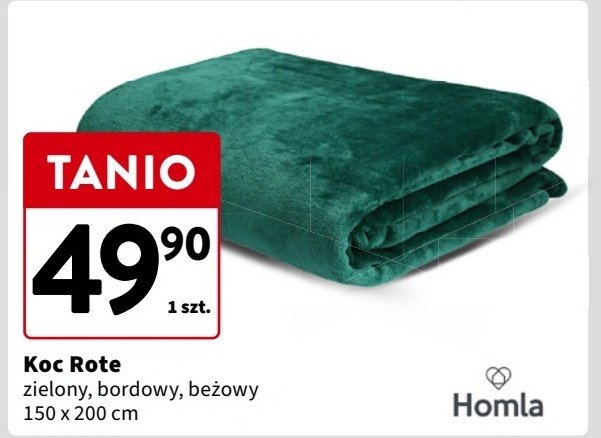 Koc rote 150 x 200 cm bordowy Homla promocja w Intermarche