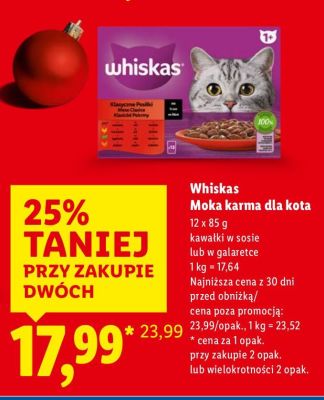 Mokra karma dla kota Whiskas promocja w Lidl