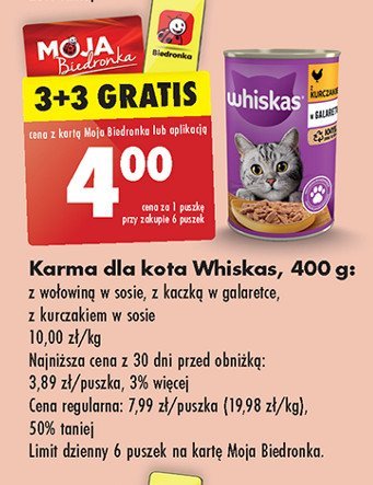 Karma dla kota z kurczakiem w galaretce Whiskas adult promocja