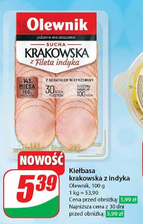 Krakowska sucha plastry z indyka Olewnik promocja