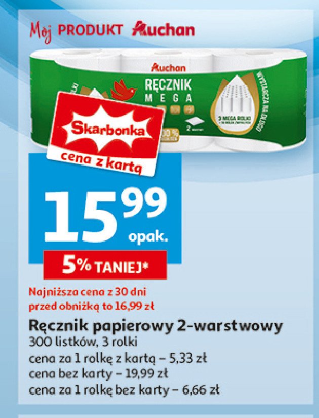 Ręcznik mega Auchan różnorodne (logo czerwone) promocja