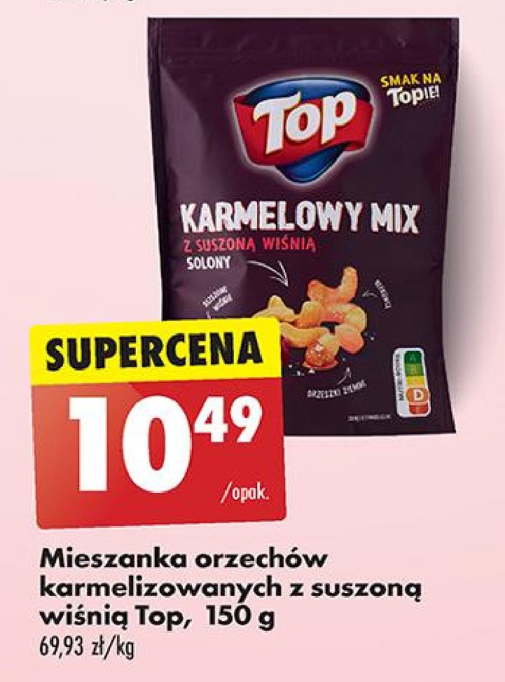 Mieszanka orzechów karmelizowanych z suszoną wiśnią Top promocja w Biedronka