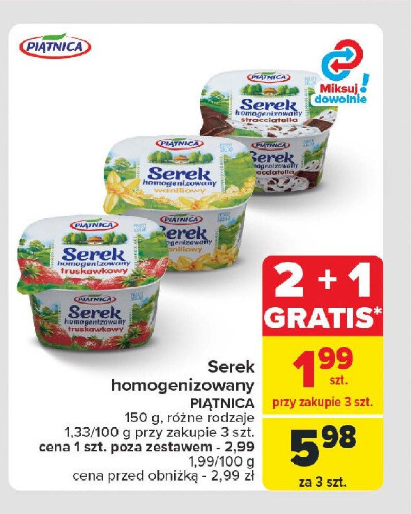 Serek homogenizowany waniliowy Piątnica promocja w Carrefour