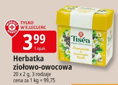 Herbatka ziołowo-owocowa Tisea promocja w Leclerc
