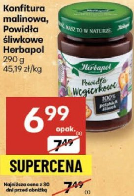 Konfitura malinowa Herbapol promocja w Delikatesy Centrum