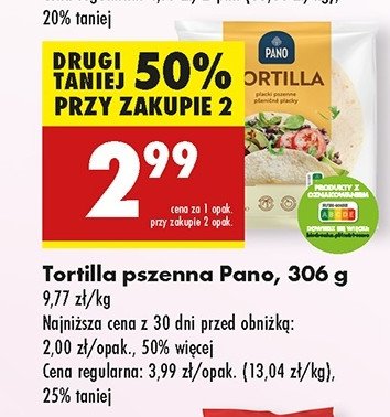 Tortilla pszenna wraps Pano promocja w Biedronka