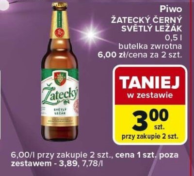 Piwo ŻATECKÝ ČERVENÝ SVETLÝ LEŽÁK 0.5 l butelka zwrotna promocja w Carrefour Express