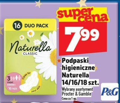 Podpaski higieniczne Naturella 14/16/18 szt. promocja w TOPAZ