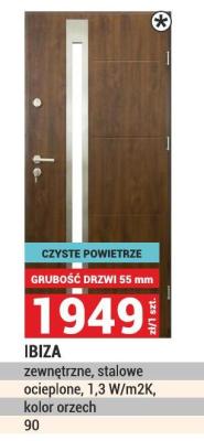Drzwi IBIZA zewnętrzne, stalowe ocieplone, 1,3 W/m2K, kolor orzech 90 promocja w Merkury Market