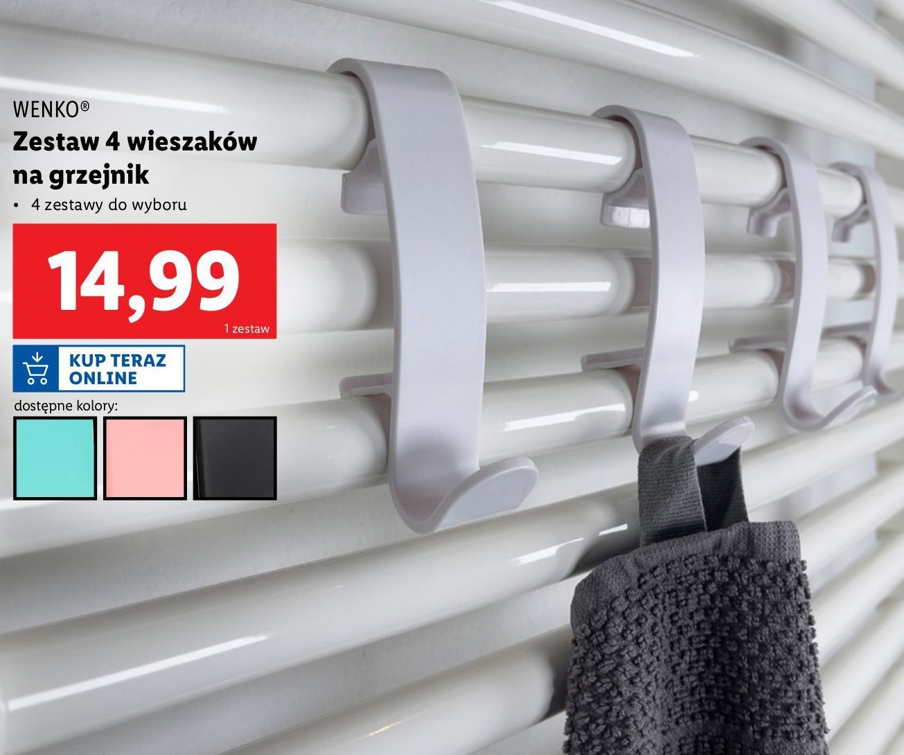 Zestaw wieszaków na grzejnik Wenko promocja w Lidl