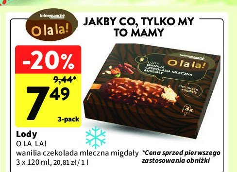 Lody wanilia czekolada mleczna i migdały O la la! promocja