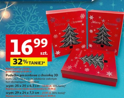 Pudełko prezentowe z choinką 3D wym.: 25 x 20 x 6,3 cm promocja w Auchan