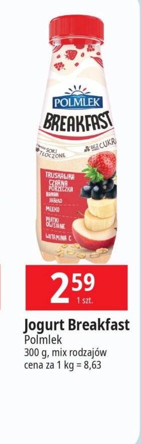 Jogurt truskawka czarna porzeczka POLMLEK BREAKFAST promocja