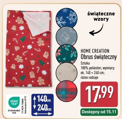Obrus świąteczny 140x240 cm promocja w Aldi