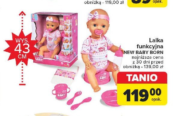 Lalka new baby born 43 cm + akcesoria promocja w Carrefour