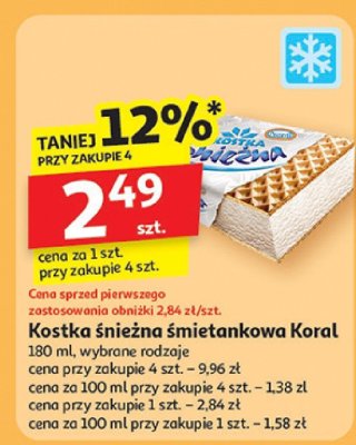 Kostka śnieżna śmietankowa Koral 180 ml, różne rodzaje promocja w Auchan