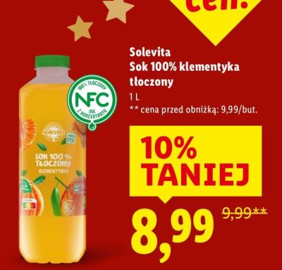 Sok Solevita Sok 100% klementyka tłoczony promocja w Lidl