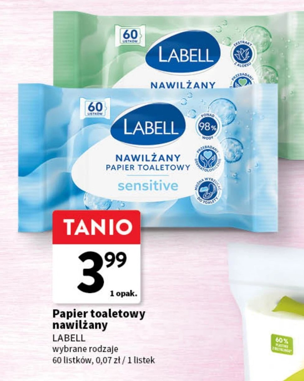 Papier nawilżany sensitive Labell promocja w Intermarche