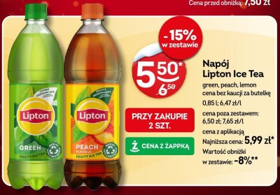 Napój Lipton Ice Tea green, peach, lemon promocja w Żabka