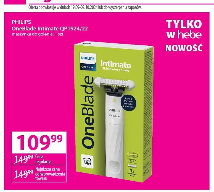 Golarka intimate qp1924/22 Philips oneblade promocja