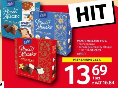 Ptasie mleczko 340 g różne rodzaje E.Wedel promocja w Selgros