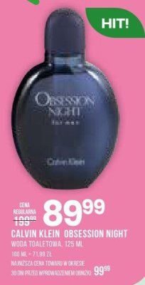 Woda toaletowa Calvin Klein Obsession Night, 125 ml, 100 ml = 71.99 zł promocja w Drogerie Natura