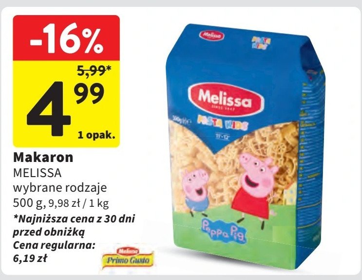 Makaron dla dzieci peppa Melissa pasta kids promocja