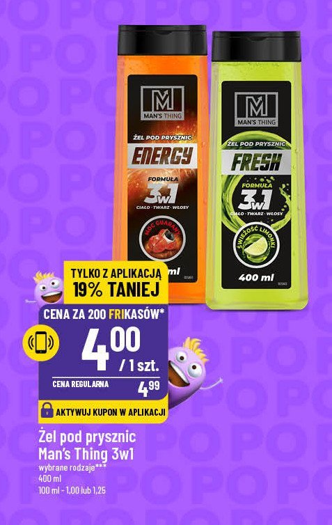 Żel pod prysznic energy 3w1 Man's thing promocja