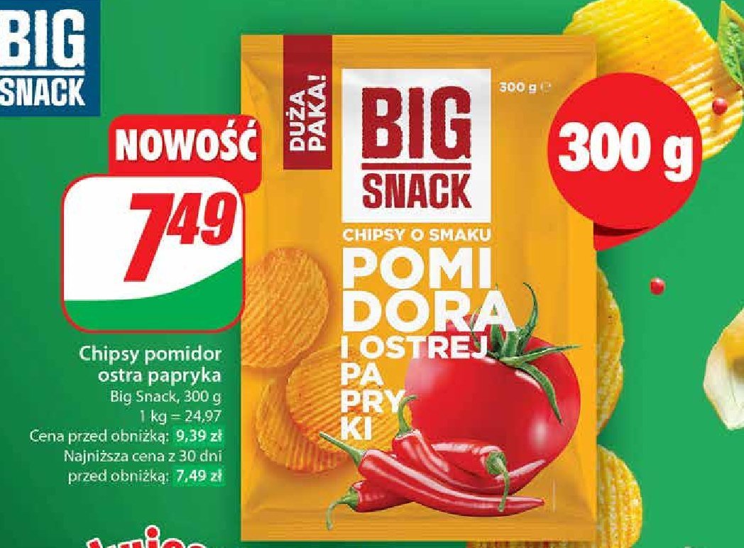 Chipsy pomidor i ostra papryka Big snack promocja