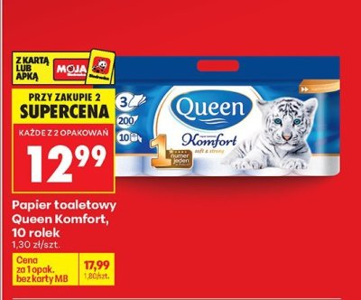 Papier toaletowy Queen Komfort, 10 rolek promocja w Biedronka