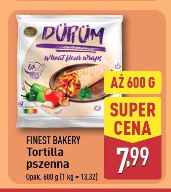 Tortilla pszenna durum Finest bakery promocja w Aldi