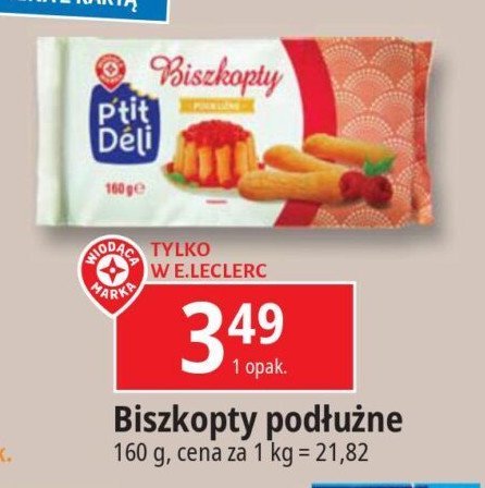 Biszkopty podłużne Wiodąca marka p'tit deli promocja