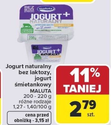 Jogurt naturalny bez laktozy MALUTA promocja w Carrefour