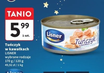 Tuńczyk w kawałkach LISNER wybrane rodzaje promocja w Intermarche