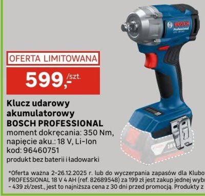 Klucz udarowy akumulatorowy BOSCH PROFESSIONAL promocja w Leroy Merlin