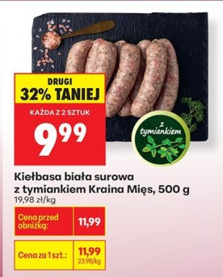 Kiełbasa biała surowa z tymiankiem, 500 g promocja w Biedronka