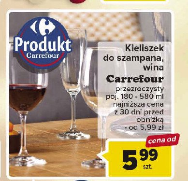 Kieliszek do wina 580 ml Carrefour promocja