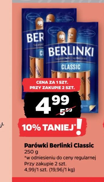 Parówki classic Morliny berlinki promocja w Netto