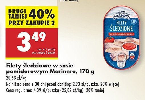 Filety śledziowe w sosie pomidorowym Marinero promocja w Biedronka