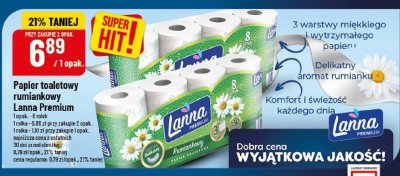 Papier toaletowy rumiankowy Lanna Premium promocja w POLOmarket